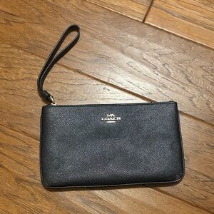 Coach Sleek Black Leather Wristlet